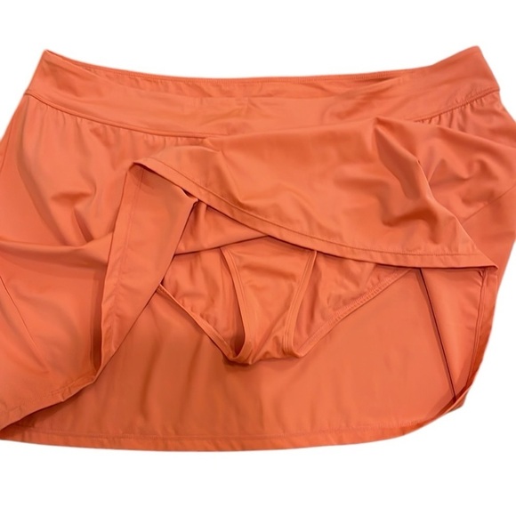 Susan Graver Soliel 2 PC Tiered Tankini With Skirt White Orange SZ 28W - Picture 5 of 8